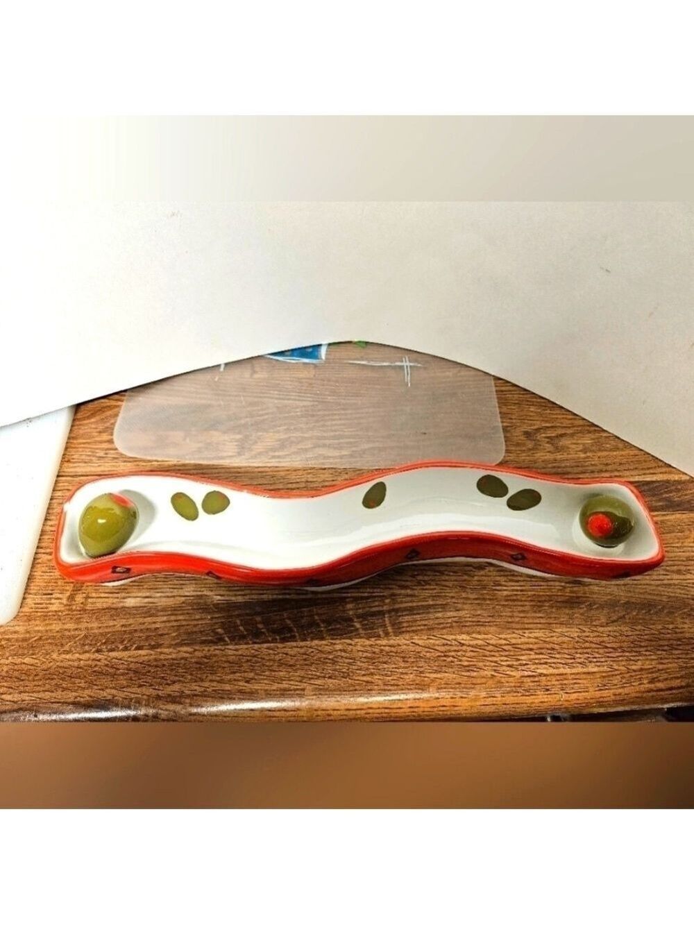 Vintage Ganz "Bella Casa" Ceramic Wave Olive Boat Server